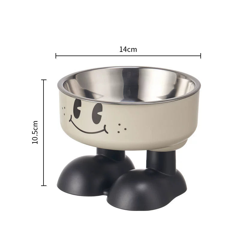 KFX-5953469 Anti-Tumble Cat Bowl with Neck Protection - Stainless Steel High Platform and Popcorn Design Options
