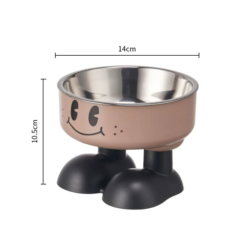 KFX-5953469 Anti-Tumble Cat Bowl with Neck Protection - Stainless Steel High Platform and Popcorn Design Options