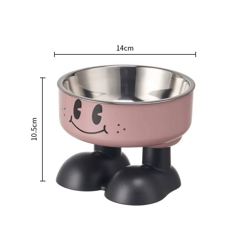 KFX-5953469 Anti-Tumble Cat Bowl with Neck Protection - Stainless Steel High Platform and Popcorn Design Options