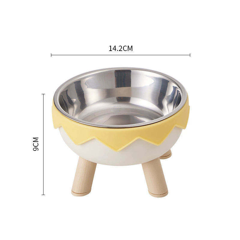 KFX-5953469 Anti-Tumble Cat Bowl with Neck Protection - Stainless Steel High Platform and Popcorn Design Options