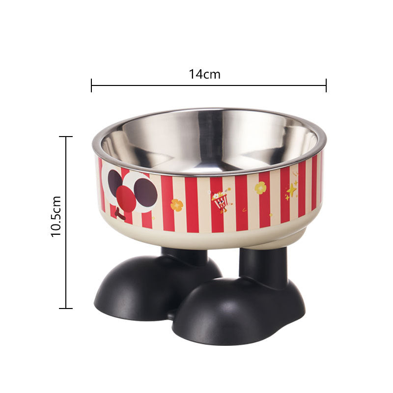 KFX-5953469 Anti-Tumble Cat Bowl with Neck Protection - Stainless Steel High Platform and Popcorn Design Options