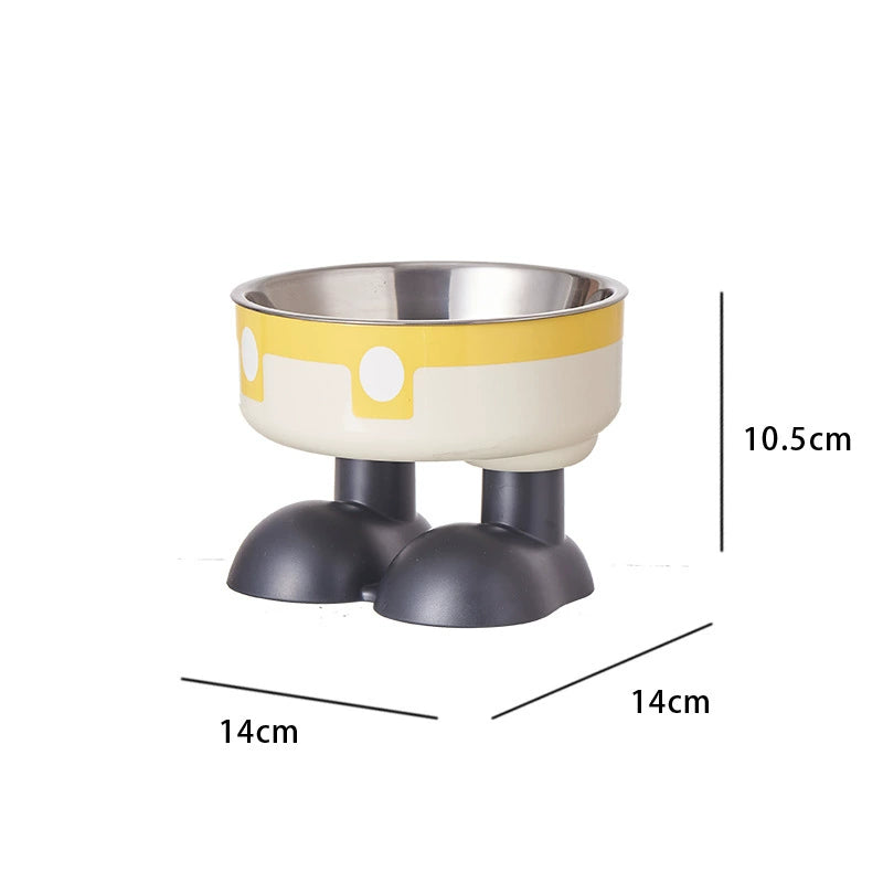 KFX-5953469 Anti-Tumble Cat Bowl with Neck Protection - Stainless Steel High Platform and Popcorn Design Options