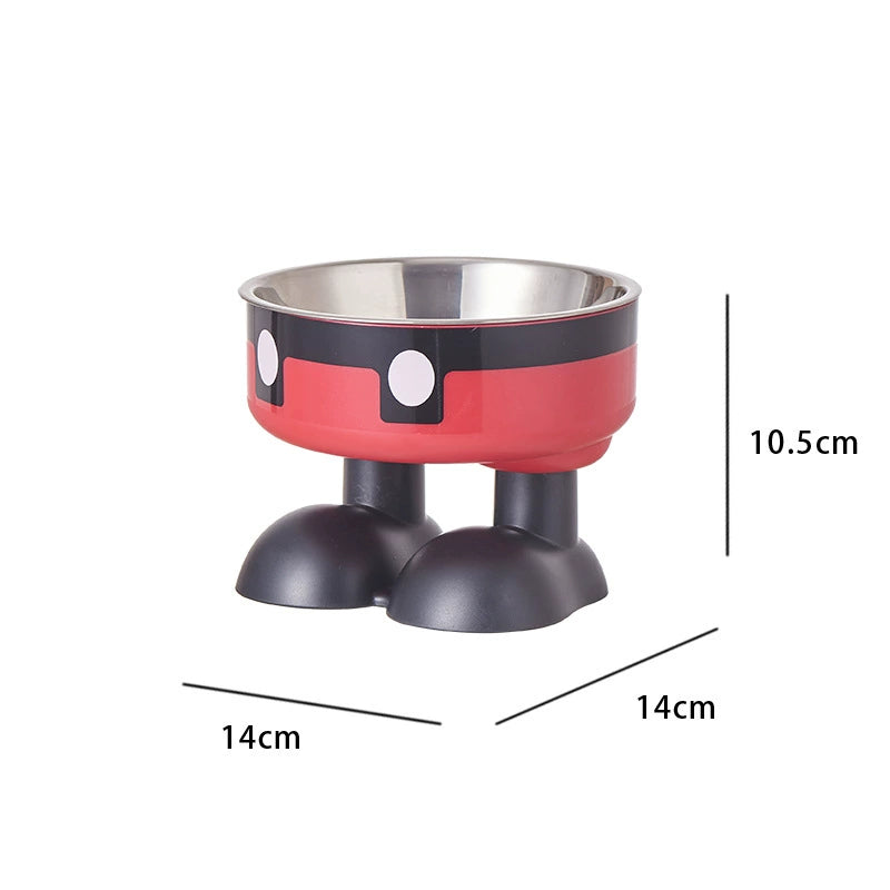 KFX-5953469 Anti-Tumble Cat Bowl with Neck Protection - Stainless Steel High Platform and Popcorn Design Options