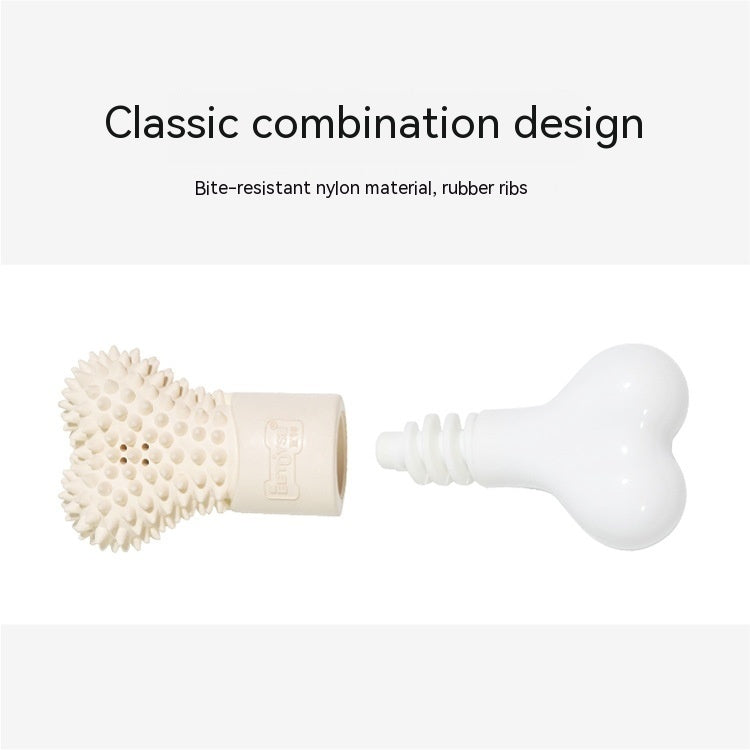KFX-5954109 Bone-Shaped Refillable Dog Toothpaste Toy for Oral Care and Gum Massage