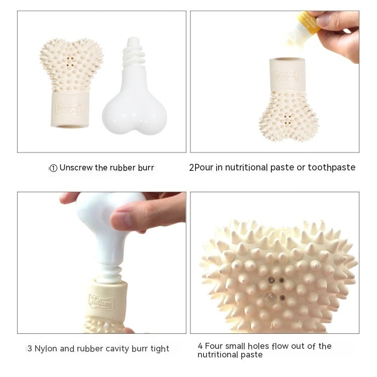 KFX-5954109 Bone-Shaped Refillable Dog Toothpaste Toy for Oral Care and Gum Massage