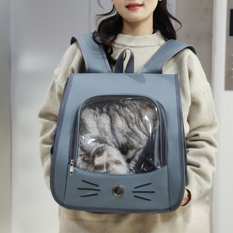 KFX-5955517 Breathable Oxford Fabric Cat Carrier Backpack for Dogs and Cats - Portable Transport Bag