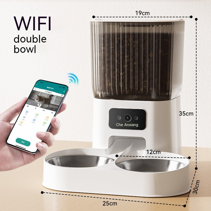 KFX-5957053 Smart Automatic Pet Feeder with WiFi Video Monitoring and Interactive Voice Control for Cats and Dogs