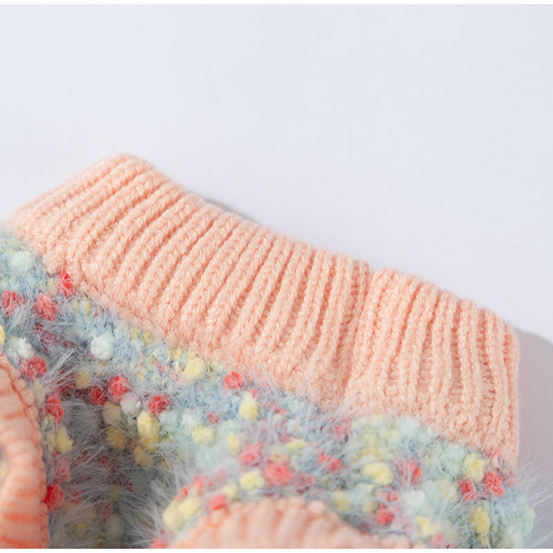KFX-5957821 Teddy Bear Pocket Sweater for Small and Medium Dogs and Cats, Cozy Knit Pullover with Floral Yarn Design