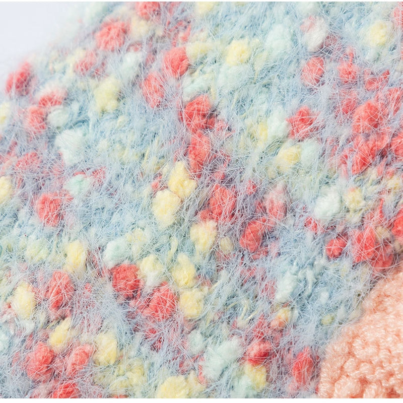 KFX-5957821 Teddy Bear Pocket Sweater for Small and Medium Dogs and Cats, Cozy Knit Pullover with Floral Yarn Design
