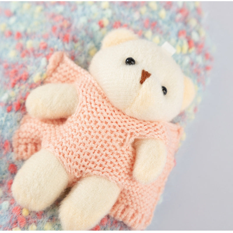 KFX-5957821 Teddy Bear Pocket Sweater for Small and Medium Dogs and Cats, Cozy Knit Pullover with Floral Yarn Design