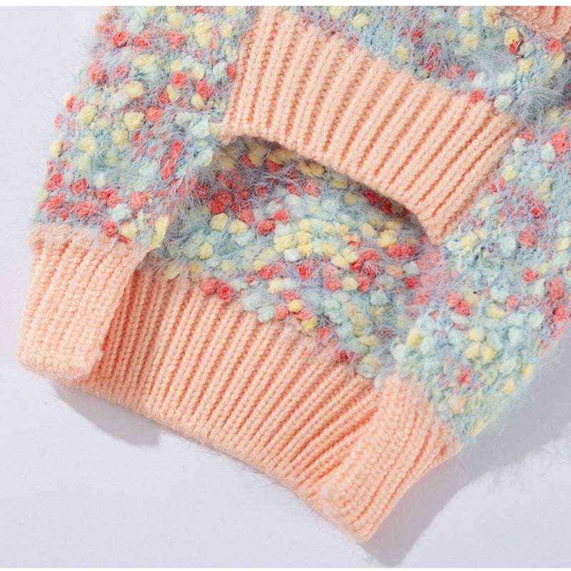KFX-5957821 Teddy Bear Pocket Sweater for Small and Medium Dogs and Cats, Cozy Knit Pullover with Floral Yarn Design