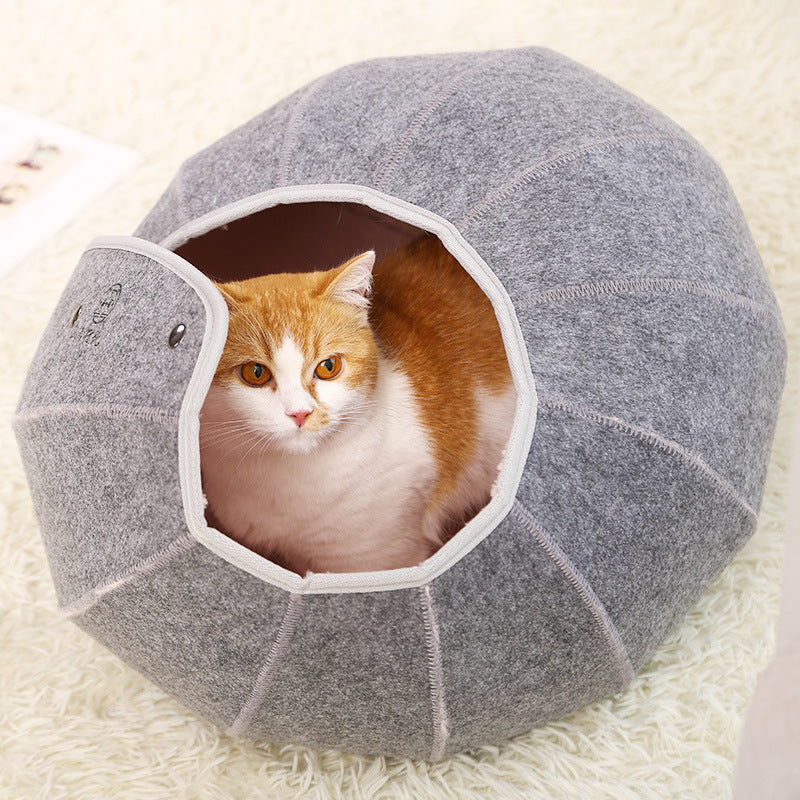 KFX-5958333 Winter Cat Bed Mat - Closed Deep Sleep Design, Universal Size 72x50x7cm, Plush Felt Material, 800g