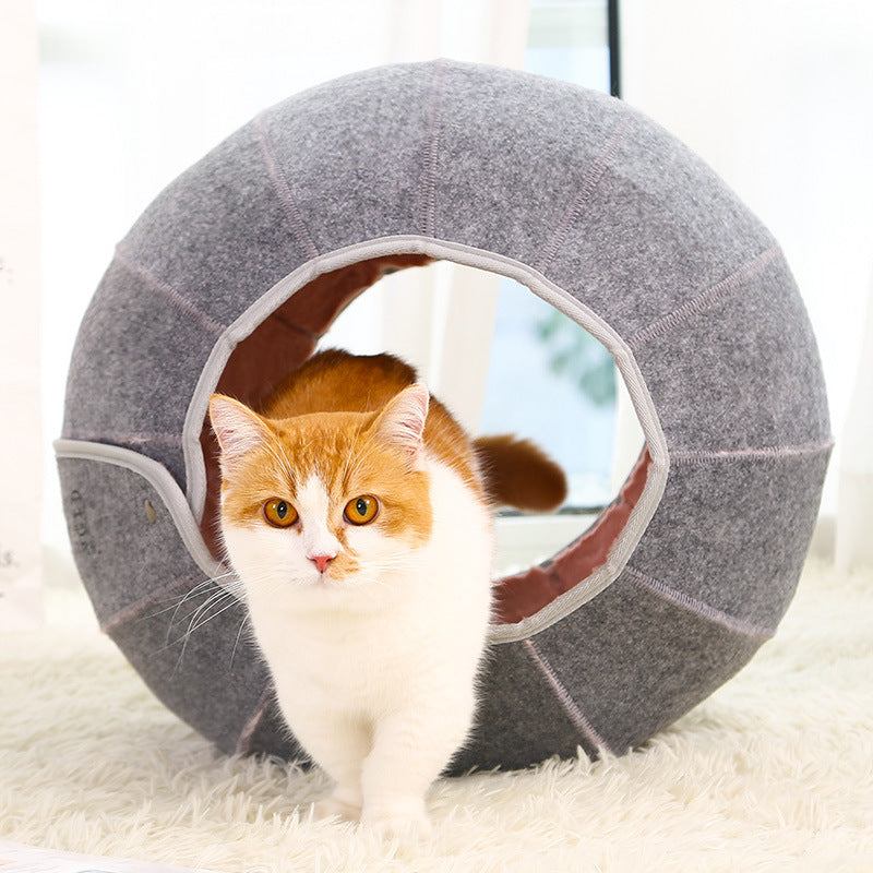 KFX-5958333 Winter Cat Bed Mat - Closed Deep Sleep Design, Universal Size 72x50x7cm, Plush Felt Material, 800g