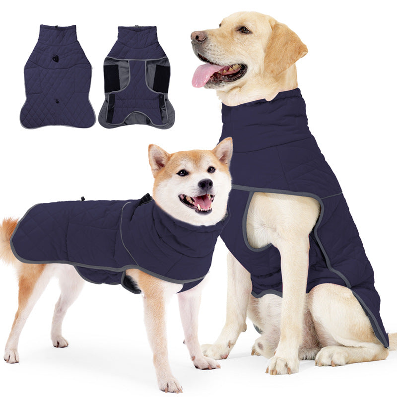 KFX-5958845 Lightweight Cold-Proof Cotton-Padded Dog Clothes in Rose Red and Dark Blue for Medium to XXL Sizes