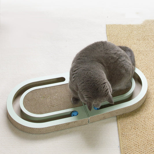 KFX-5959229 Folding Cat Scratching Plate with Ball - Corrugated Paper, Green, Japanese Style