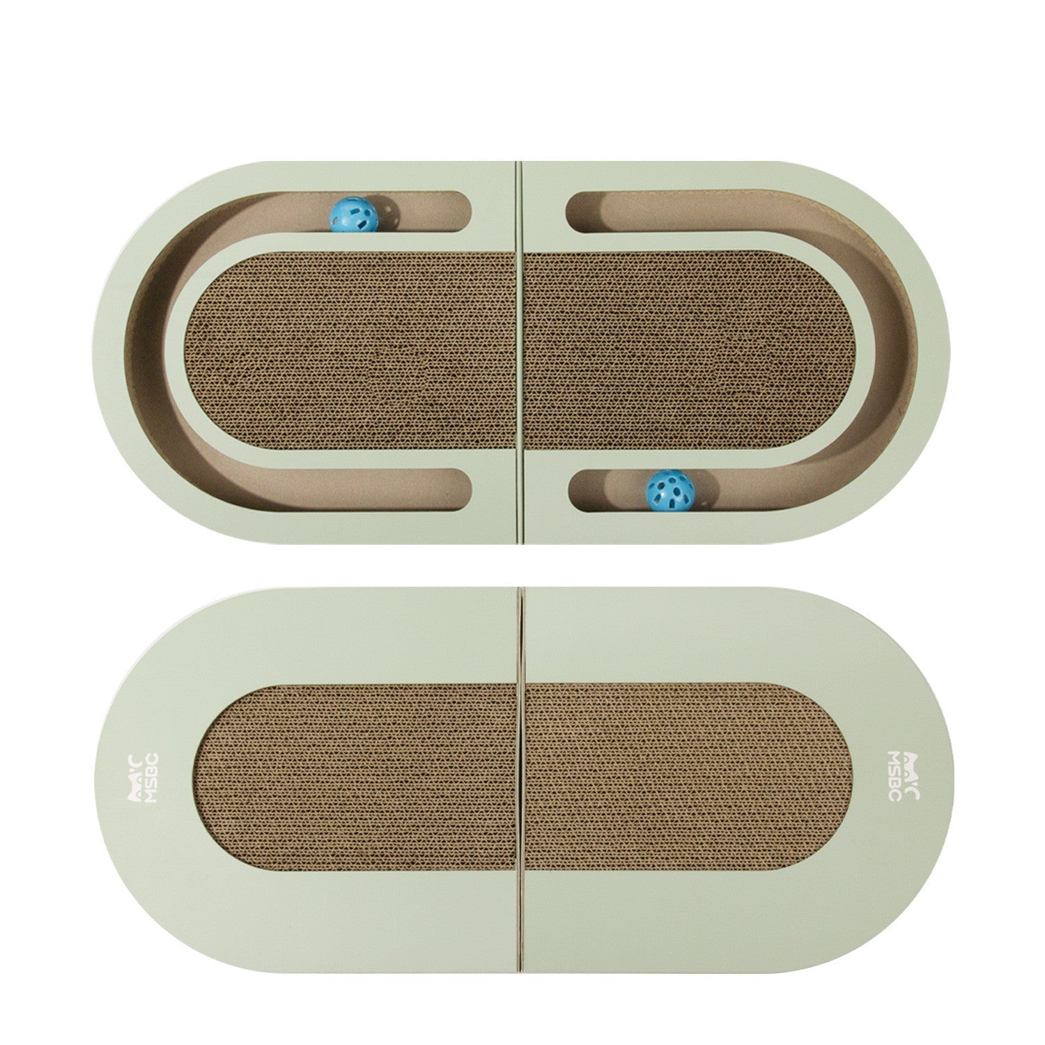 KFX-5959229 Folding Cat Scratching Plate with Ball - Corrugated Paper, Green, Japanese Style