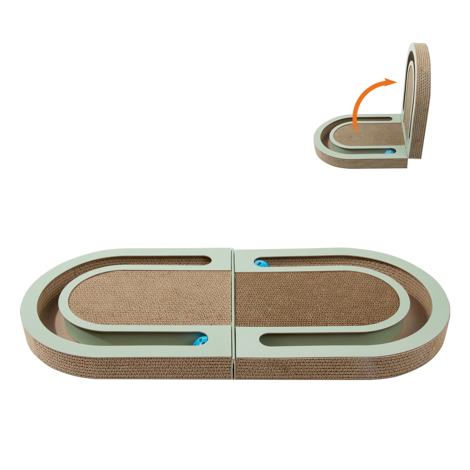 KFX-5959229 Folding Cat Scratching Plate with Ball - Corrugated Paper, Green, Japanese Style