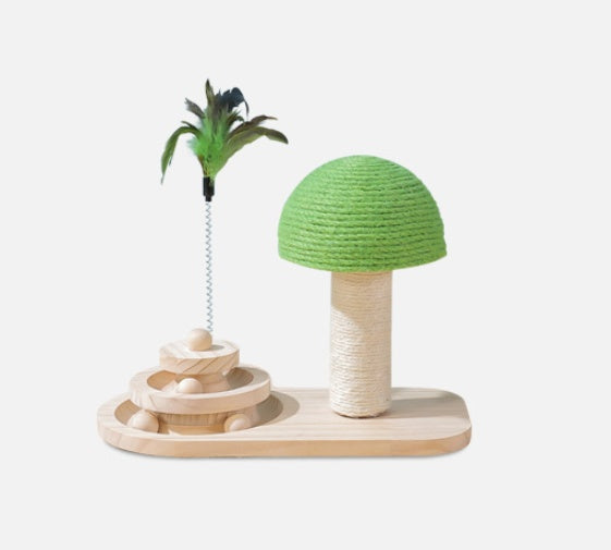 KFX-5959869 Wooden Cat Tree with Double Sisal Balls - Interactive Scratching Post and Exercise Toy for Cats