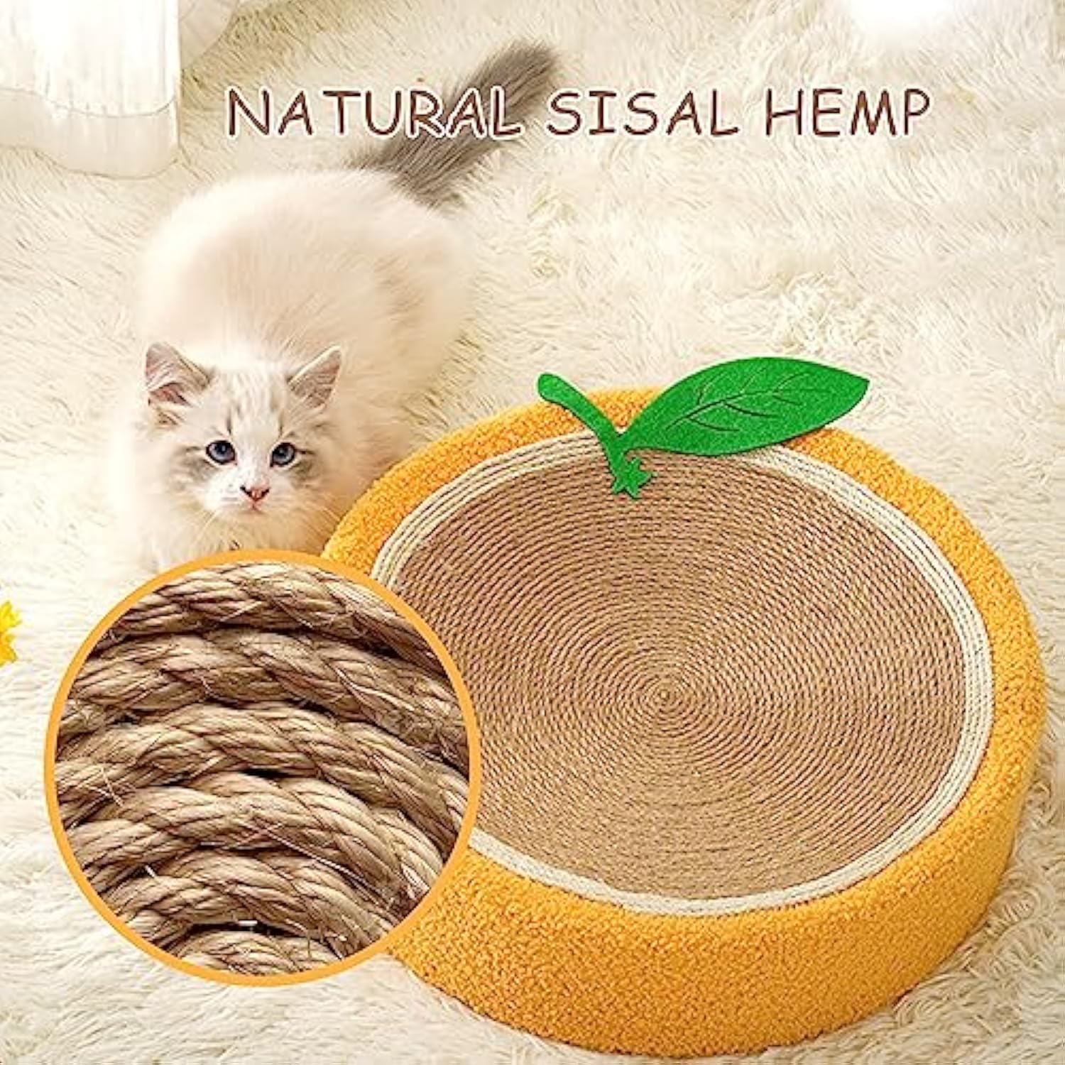KFX-5960509 Sisal Round Cat Scratching Board and Bed for Small Breeds - Durable, Multi-Purpose Design for Play and Sleep