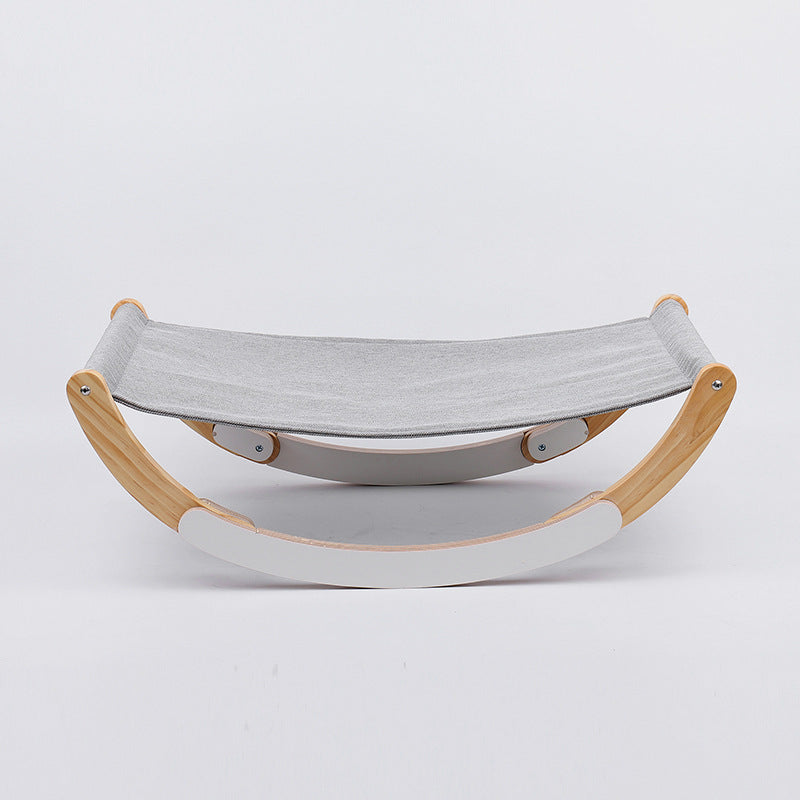 KFX-5960637 Solid Wood Cat Hammock Pet Bed with Breathable Fabric for All Seasons