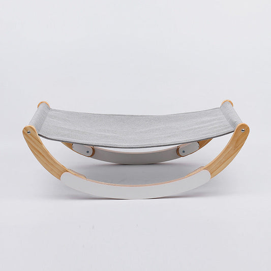 KFX-5960637 Solid Wood Cat Hammock Pet Bed with Breathable Fabric for All Seasons