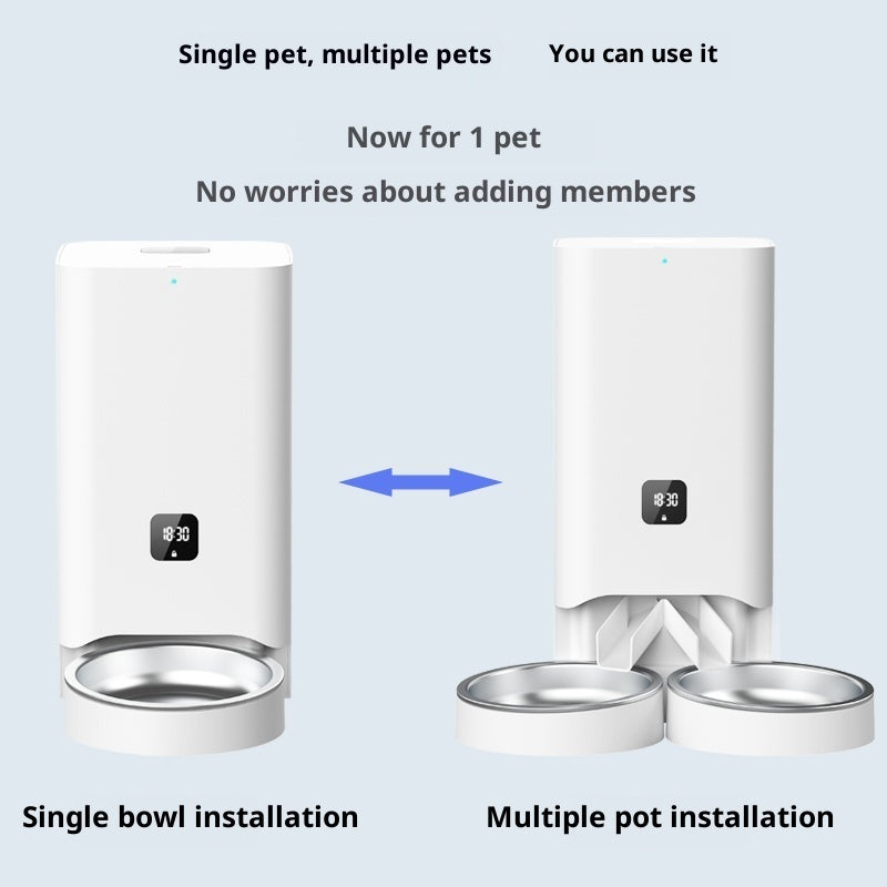 KFX-5962813 Smart Automatic Pet Feeder with Timed Feeding and Mobile Control, Includes 3 Stainless Steel Bowls