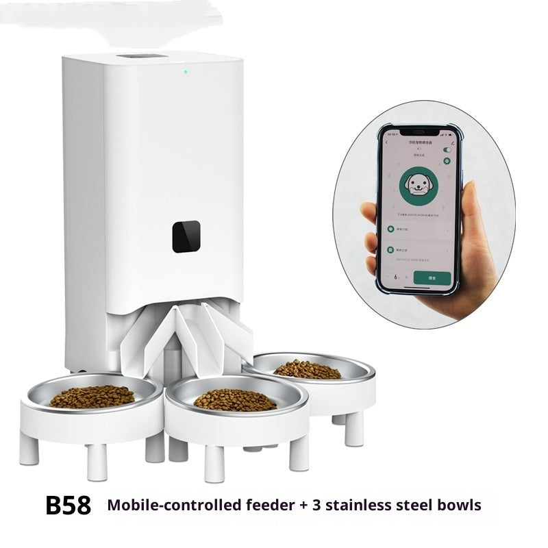 KFX-5962813 Smart Automatic Pet Feeder with Timed Feeding and Mobile Control, Includes 3 Stainless Steel Bowls
