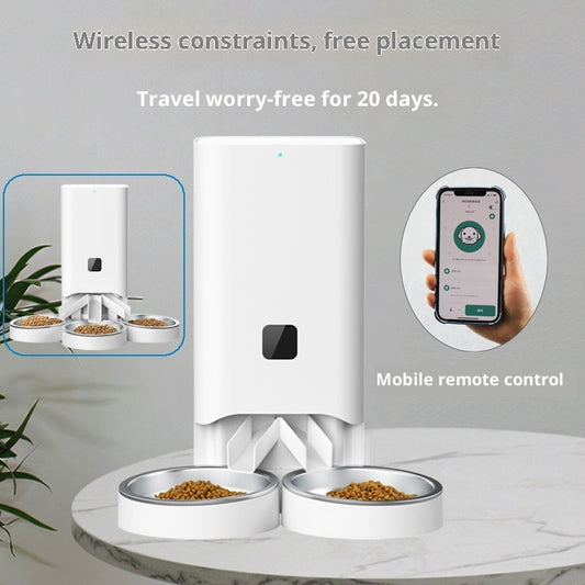 KFX-5962813 Smart Automatic Pet Feeder with Timed Feeding and Mobile Control, Includes 3 Stainless Steel Bowls