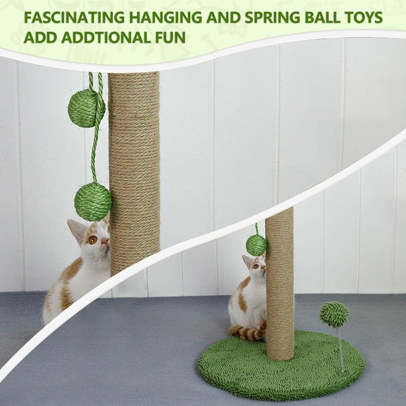 KFX-5963837 Sisal Scratching Post with Double Hanging Balls for Cat Claw Grinding, 62cm/82cm