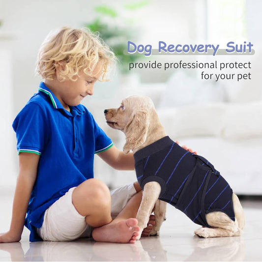 KFX-5964093 Anti-Licking Dog Rehabilitation Jumpsuit - Black, Multiple Sizes Available