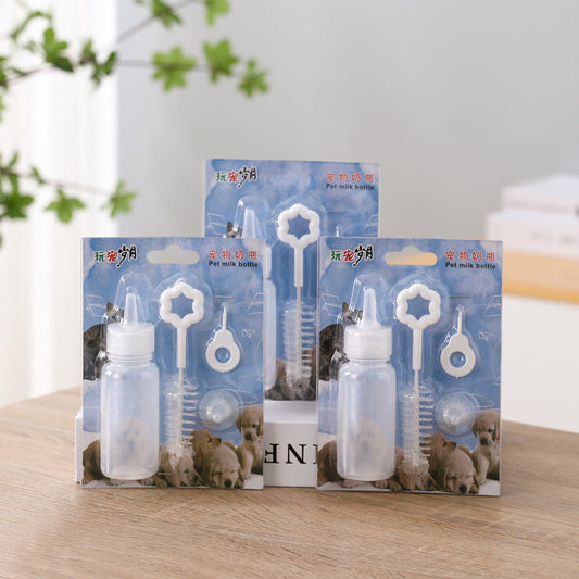 KFX-5966653 60 Ml Pet Milk Bottle for Dogs and Cats - Feeding Bottle Set with Nipple and Brush