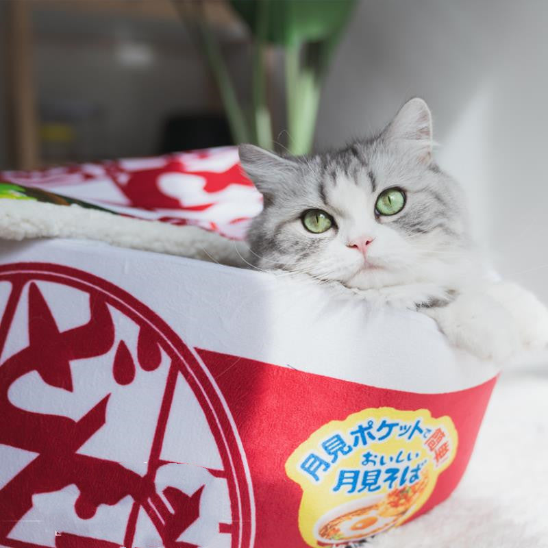 KFX-5968829 Cozy Instant Noodle-Shaped Cat Nest for Pets - Soft and Warm Plush Bed