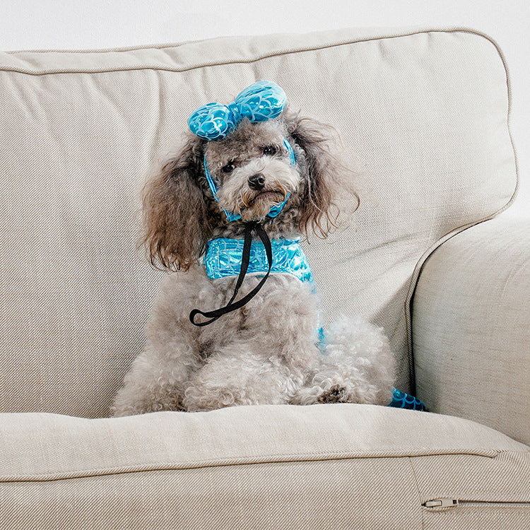 KFX-5968957 Mermaid-Themed Blue Dog and Cat Clothing with Headwear for Small Pets