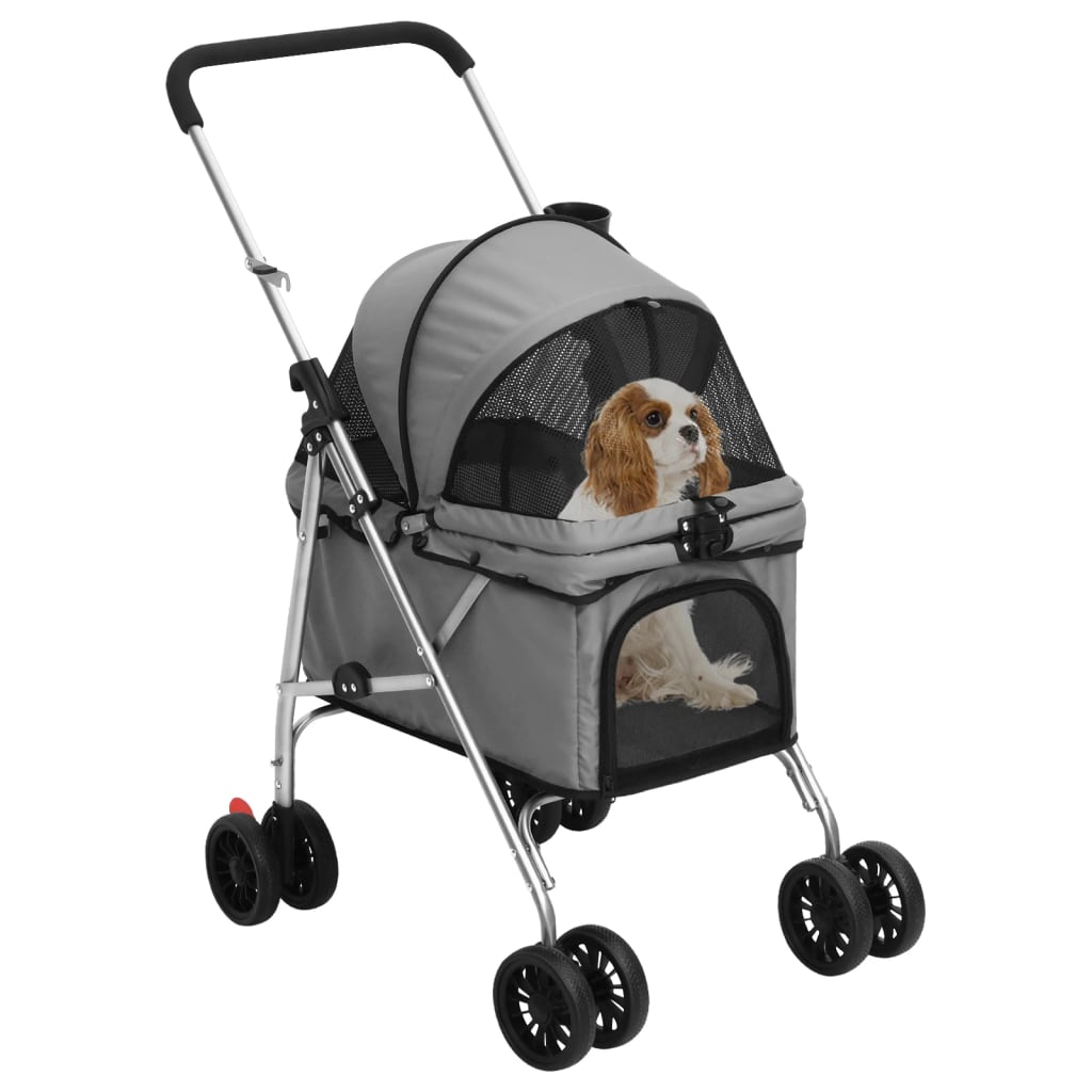 KFX-5970237 Foldable Pet Stroller with Sunshade - Portable 300D Oxford Fabric, 76x50x100 cm, Up to 15 kg Capacity