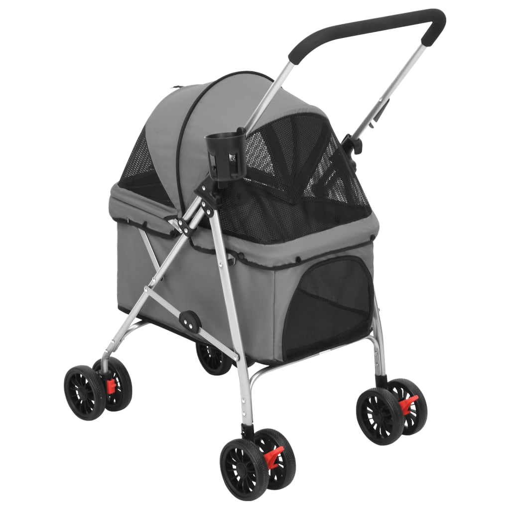 KFX-5970237 Foldable Pet Stroller with Sunshade - Portable 300D Oxford Fabric, 76x50x100 cm, Up to 15 kg Capacity