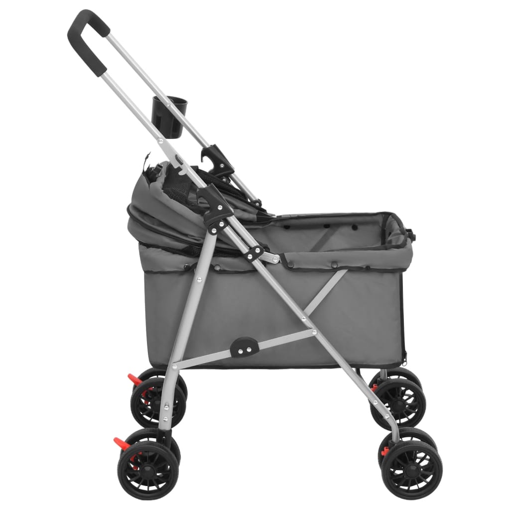 KFX-5970237 Foldable Pet Stroller with Sunshade - Portable 300D Oxford Fabric, 76x50x100 cm, Up to 15 kg Capacity