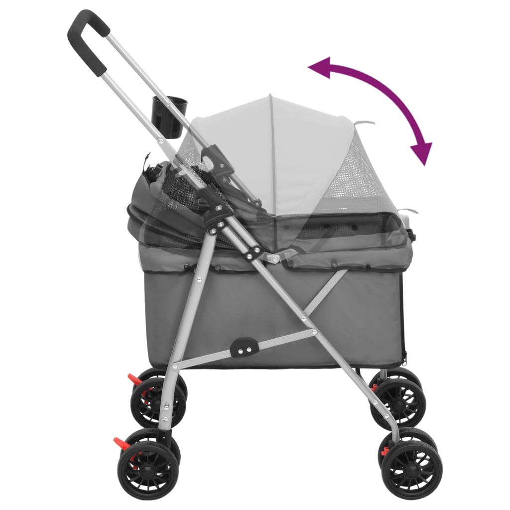 KFX-5970237 Foldable Pet Stroller with Sunshade - Portable 300D Oxford Fabric, 76x50x100 cm, Up to 15 kg Capacity