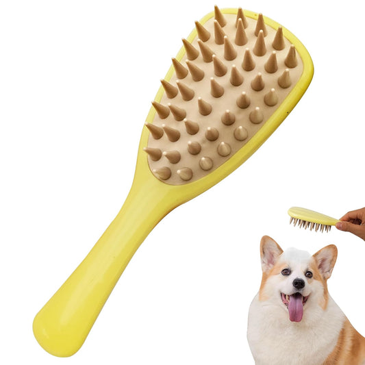 KFX-5972029 Silicone Pet Shampoo Brush for Dogs and Cats - Bathing, Massaging, and Shedding Tool with Comfortable Handle