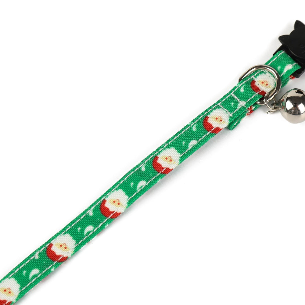 KFX-5972541 Christmas Patterned Bow Tie Dog Collar for Cats, Cloth Material, Size S 28x1.0cm