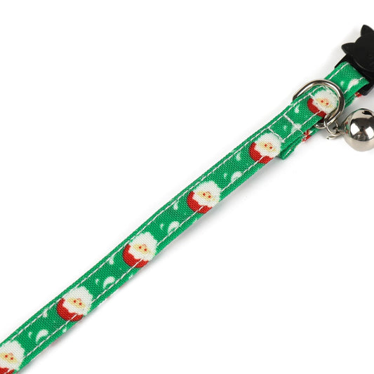 KFX-5972541 Christmas Patterned Bow Tie Dog Collar for Cats, Cloth Material, Size S 28x1.0cm
