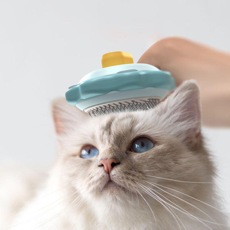 KFX-5976125 Stainless Steel Pet Hair Comb with One-Click Hair Removal and Massage Function