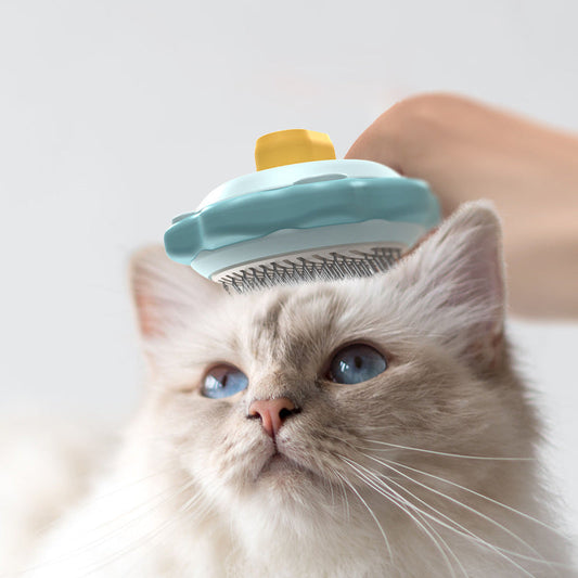 KFX-5976125 Stainless Steel Pet Hair Comb with One-Click Hair Removal and Massage Function