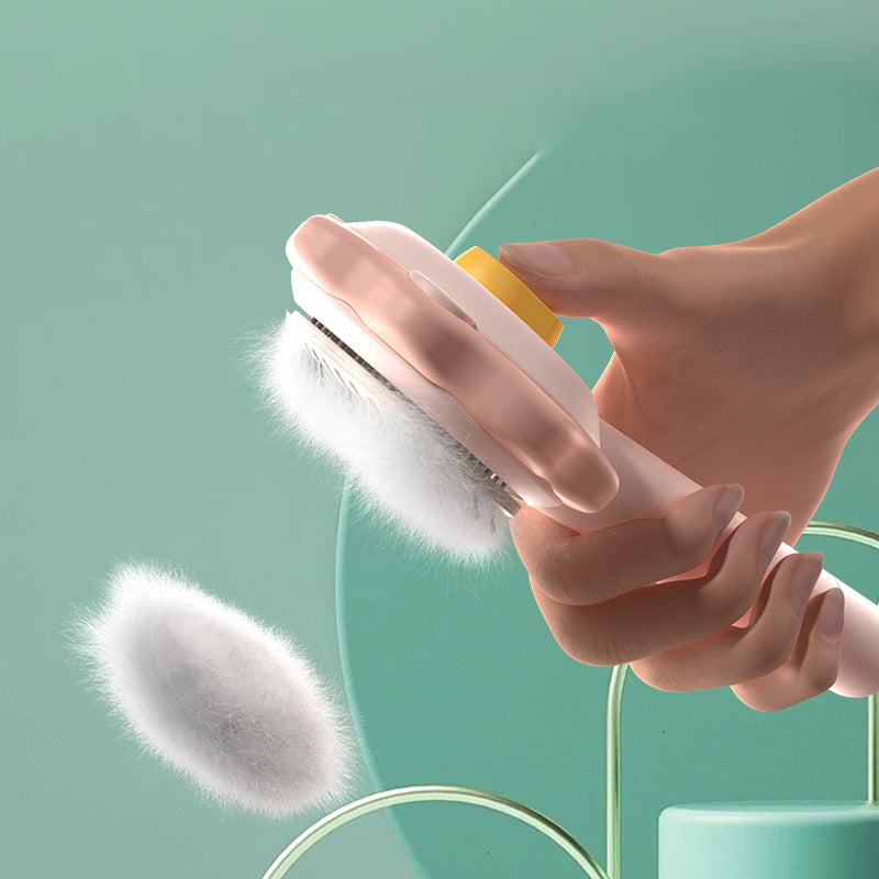 KFX-5976125 Stainless Steel Pet Hair Comb with One-Click Hair Removal and Massage Function