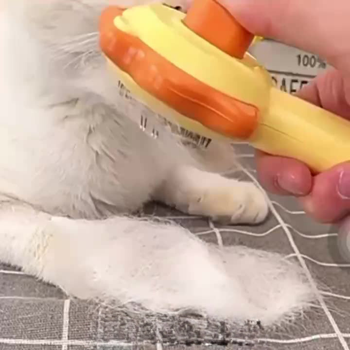 KFX-5976125 Stainless Steel Pet Hair Comb with One-Click Hair Removal and Massage Function