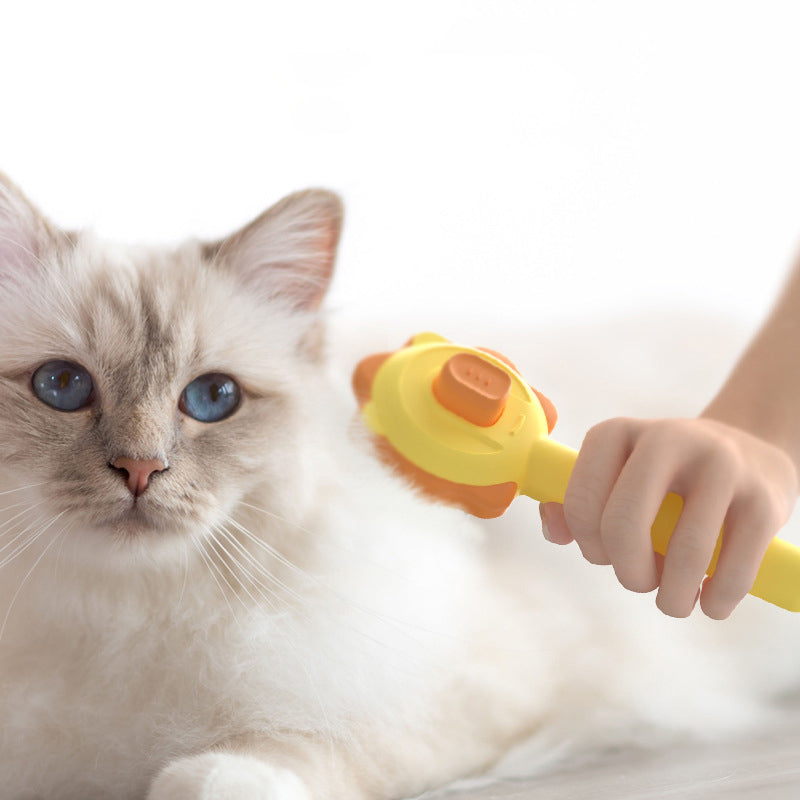 KFX-5976125 Stainless Steel Pet Hair Comb with One-Click Hair Removal and Massage Function