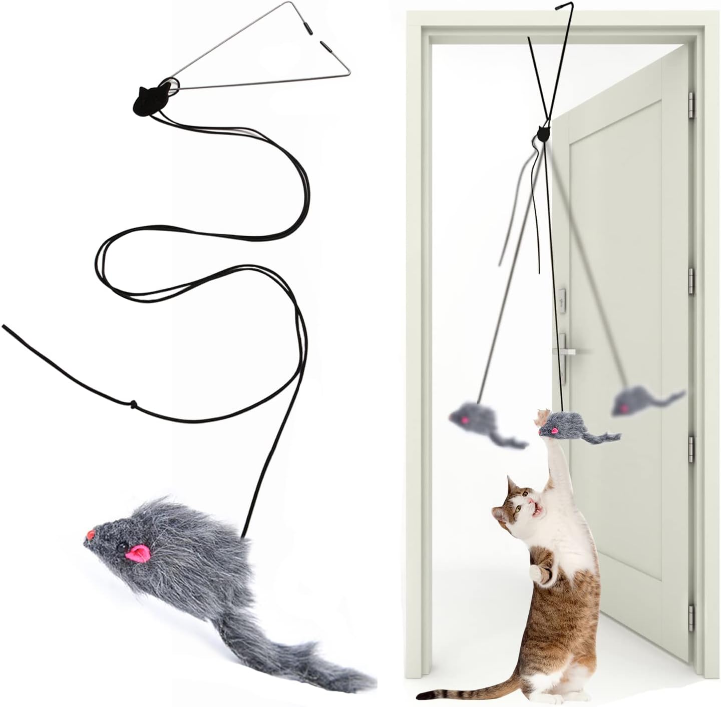 KFX-5977789 Retractable Interactive Feather Teaser Toy for Indoor Cats and Kittens - Safe and Durable Exercise Toy