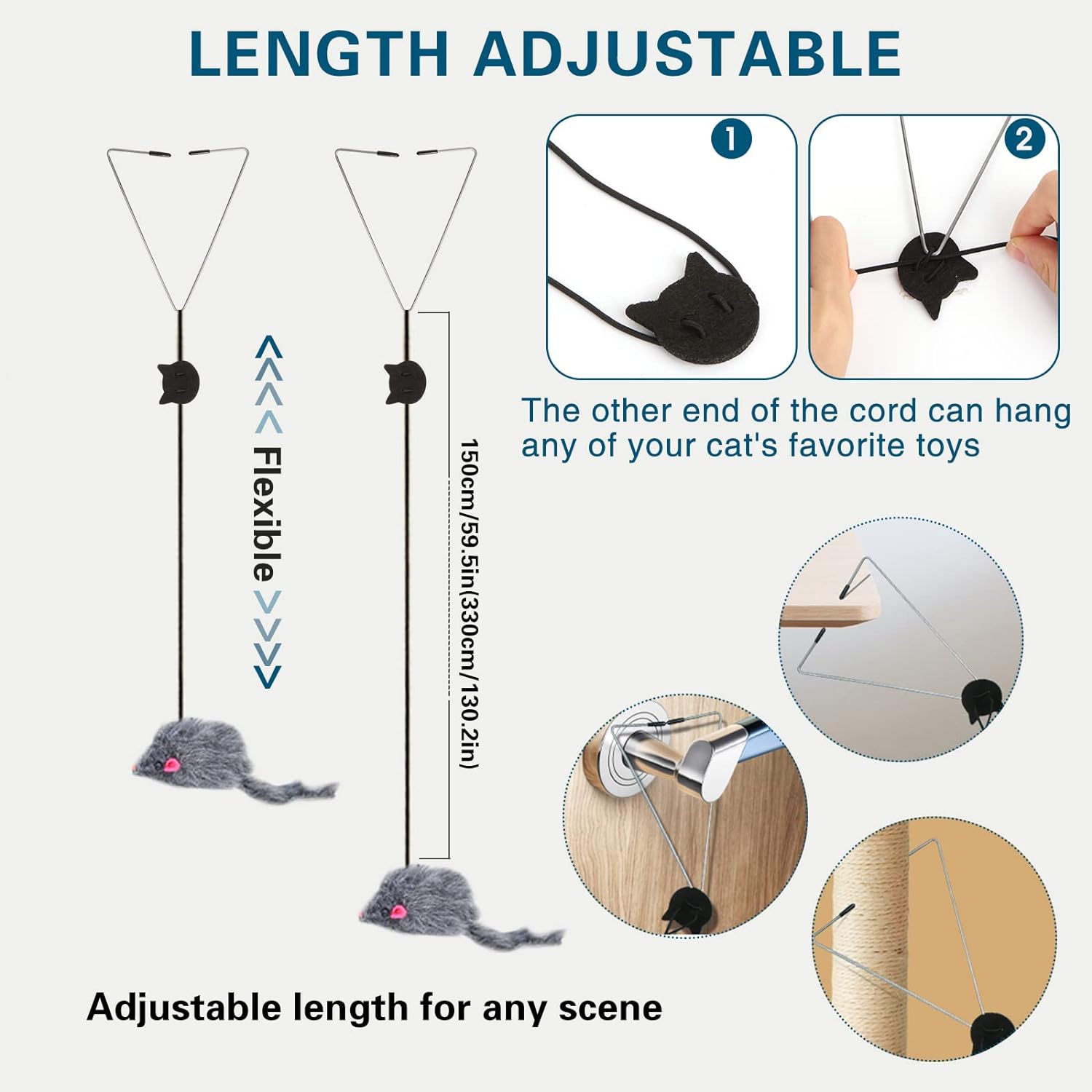 KFX-5977789 Retractable Interactive Feather Teaser Toy for Indoor Cats and Kittens - Safe and Durable Exercise Toy