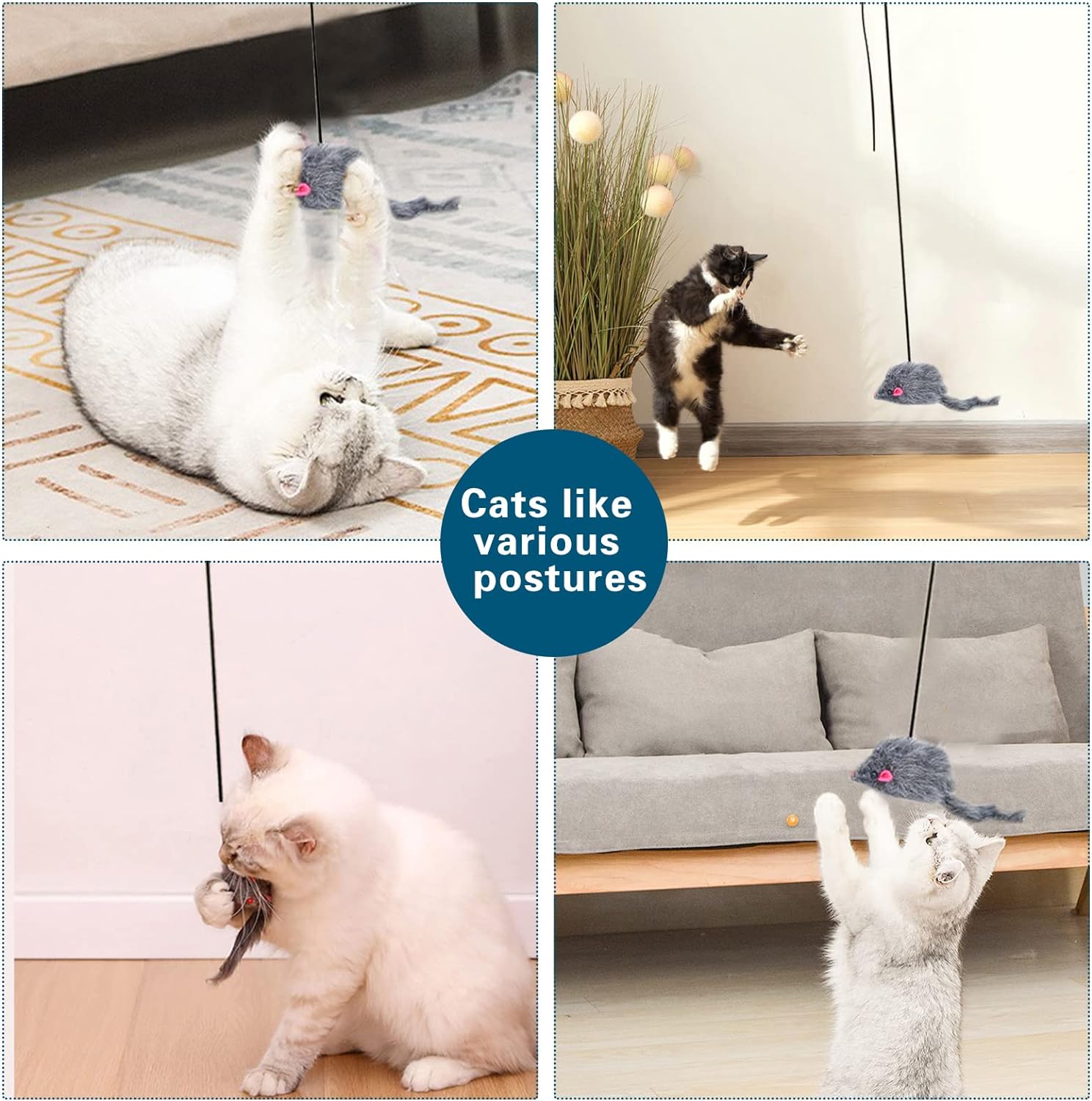 KFX-5977789 Retractable Interactive Feather Teaser Toy for Indoor Cats and Kittens - Safe and Durable Exercise Toy
