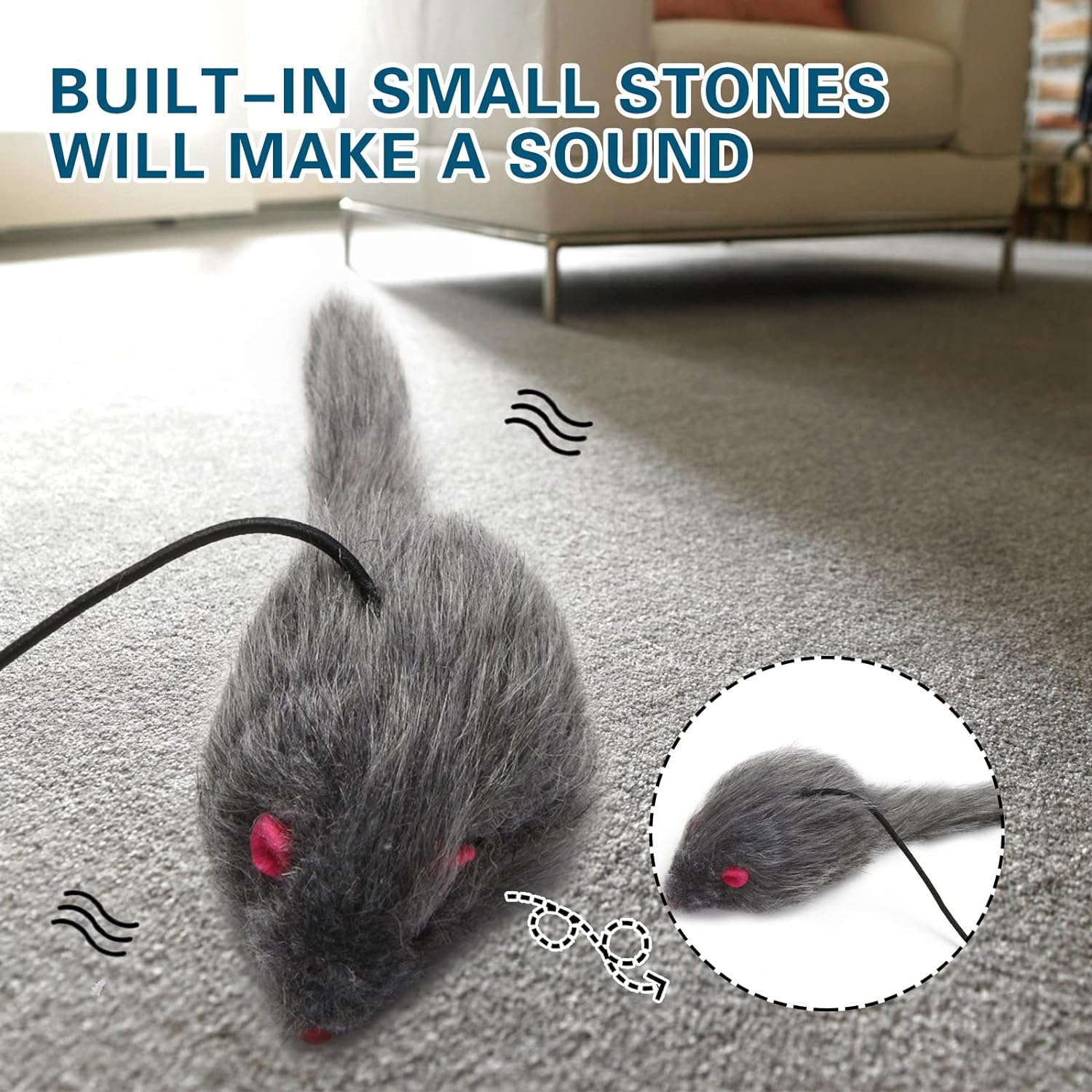 KFX-5977789 Retractable Interactive Feather Teaser Toy for Indoor Cats and Kittens - Safe and Durable Exercise Toy