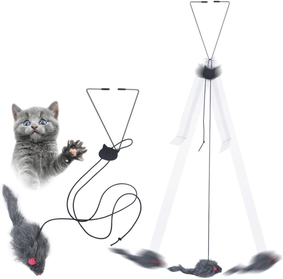 KFX-5977789 Retractable Interactive Feather Teaser Toy for Indoor Cats and Kittens - Safe and Durable Exercise Toy